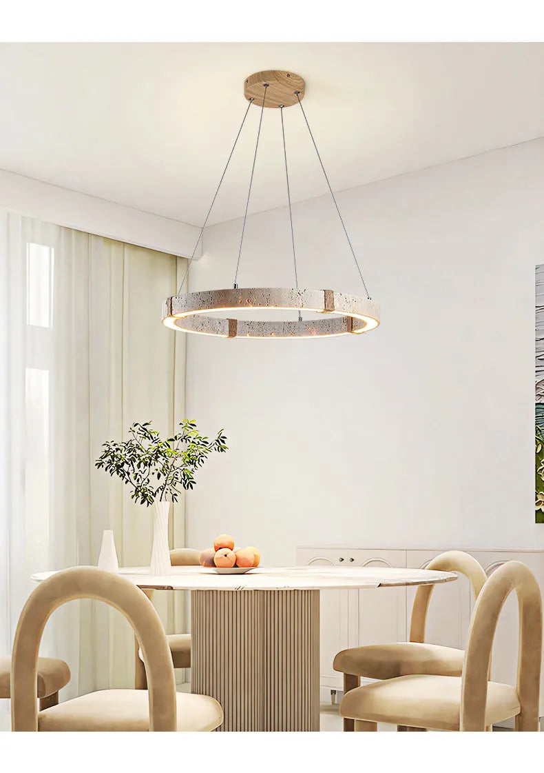 Aro | Circular Travertine Pendant Chandelier