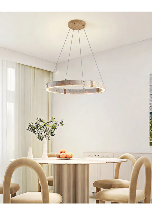 Aro | Circular Travertine Pendant Chandelier