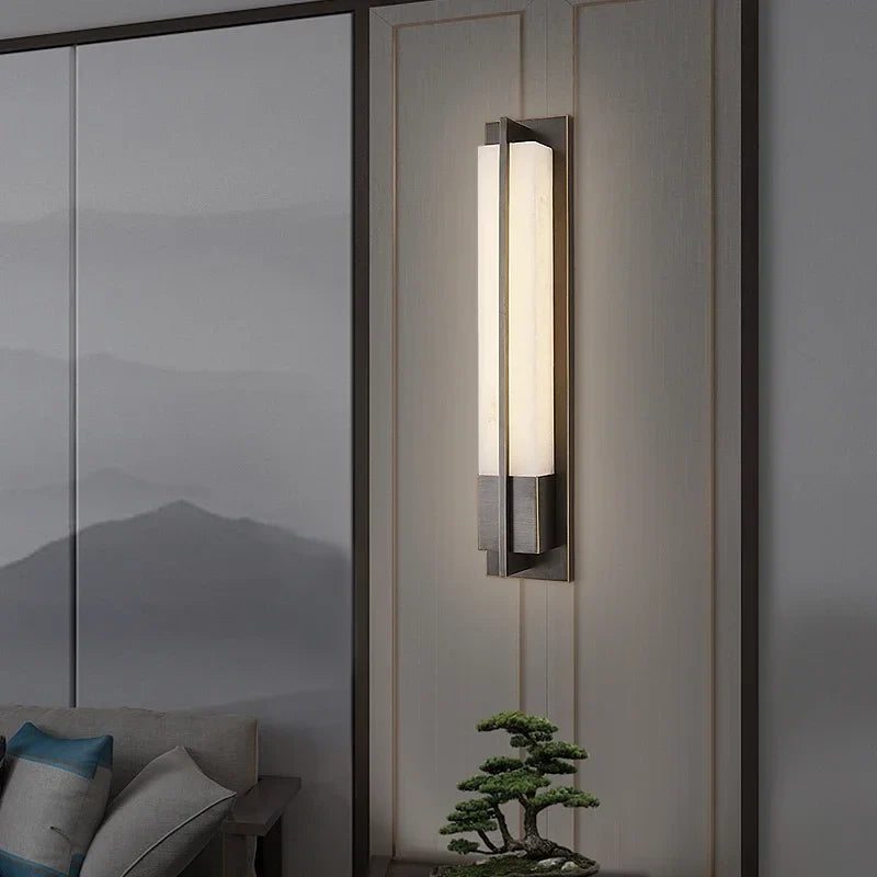 Marcella | Alabaster and Copper Wall Light