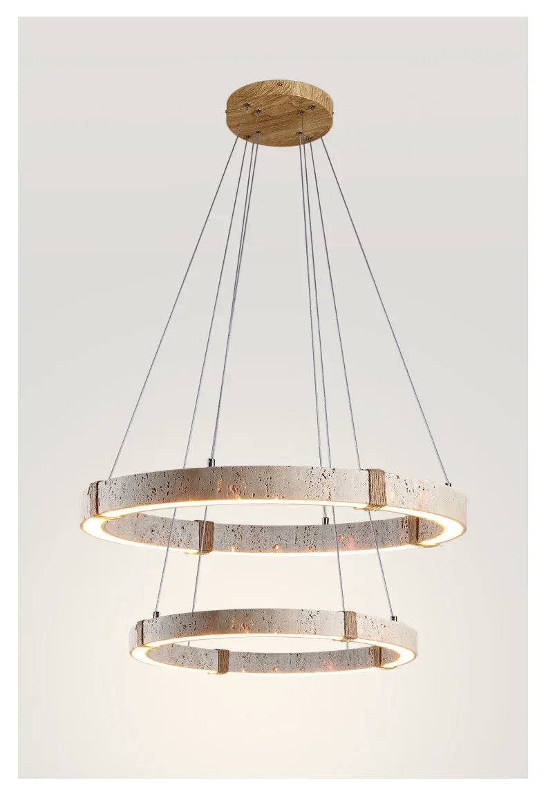 Aro | Circular Travertine Pendant Chandelier