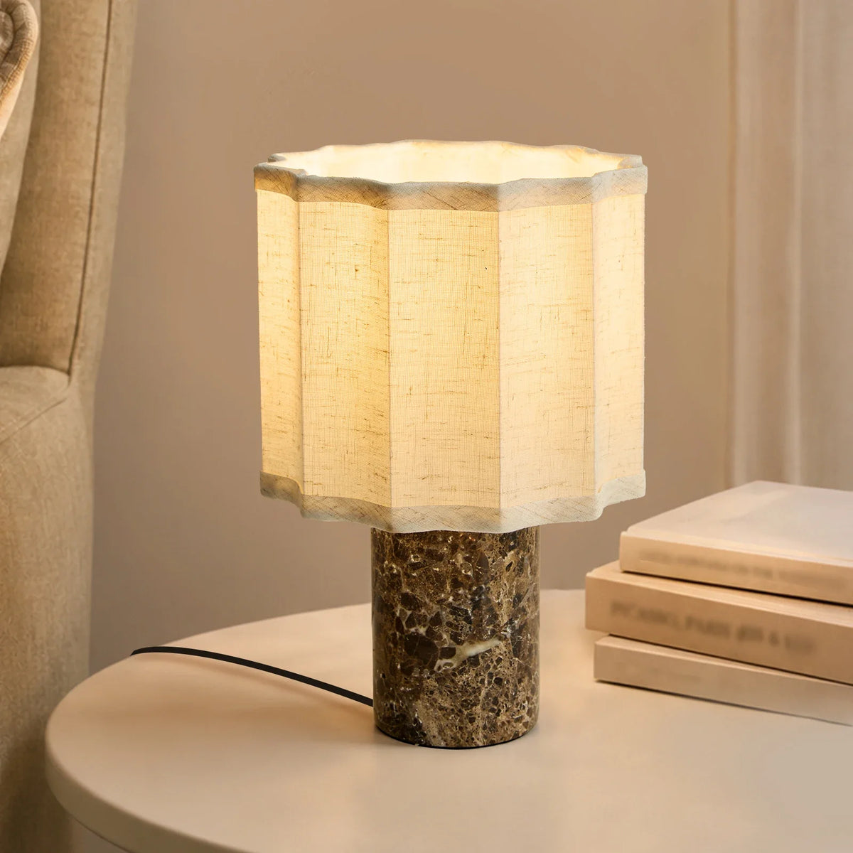 Ione | Marble & Fabric Table Lamp