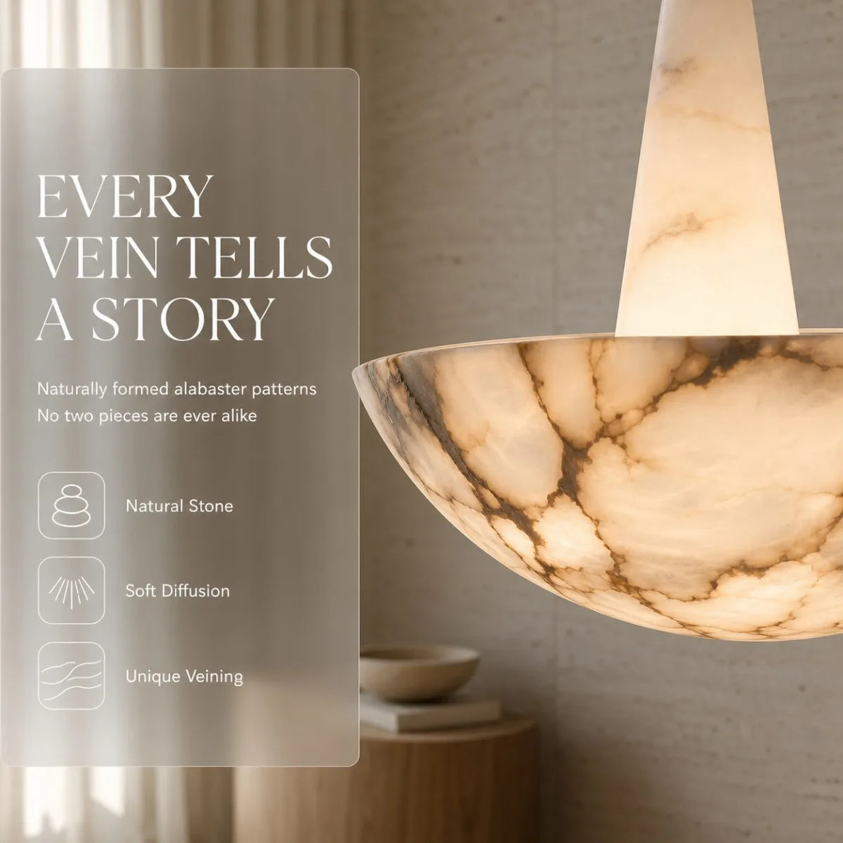 Elodie | Natural Alabaster Dome Pendant Light