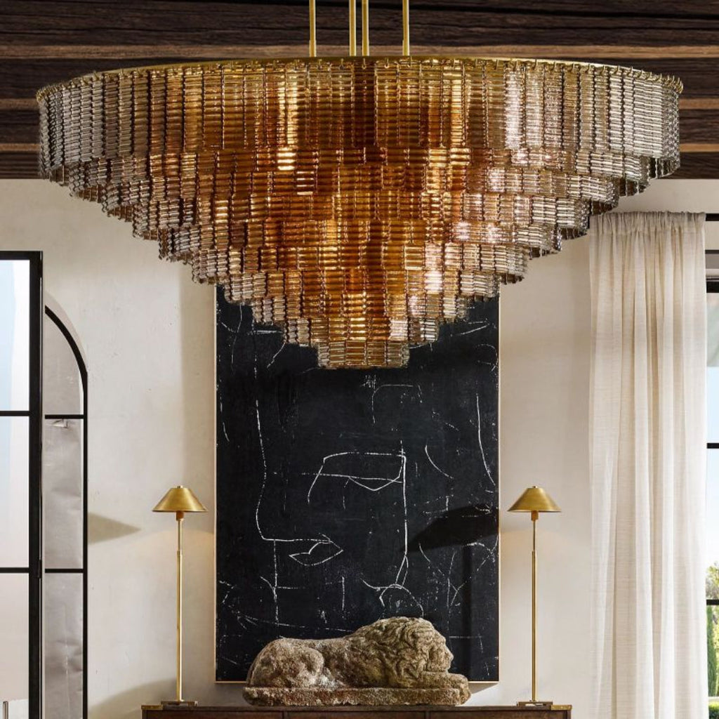 Sirene Clear/Smoke Glass Round Chandelier 41"