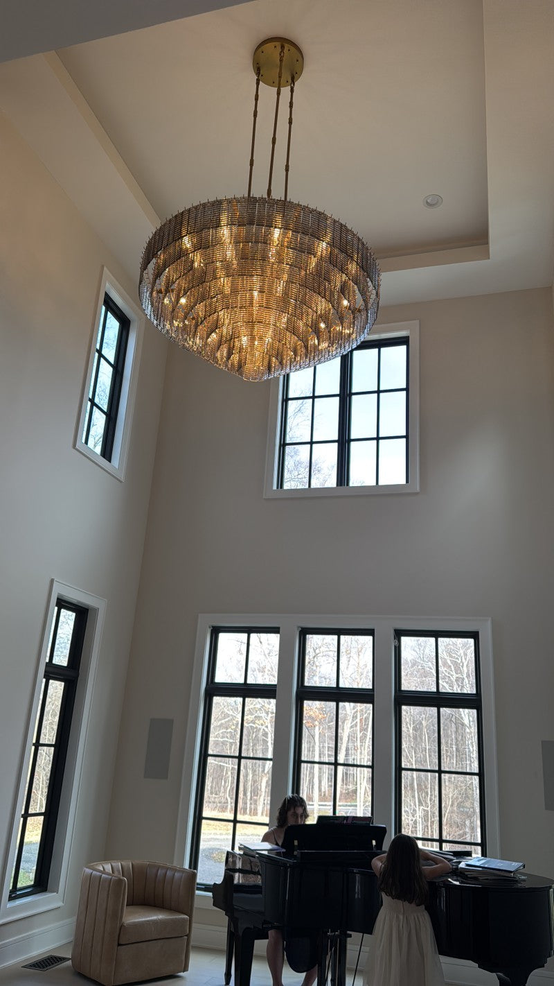 Sirene Clear/Smoke Glass Round Chandelier 65"