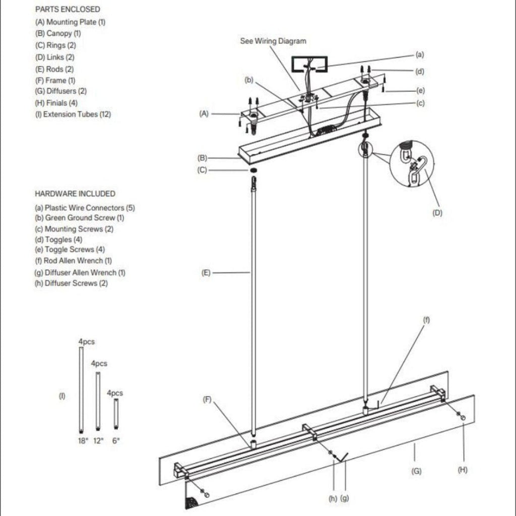 Vouvray Linear Chandelier D54"