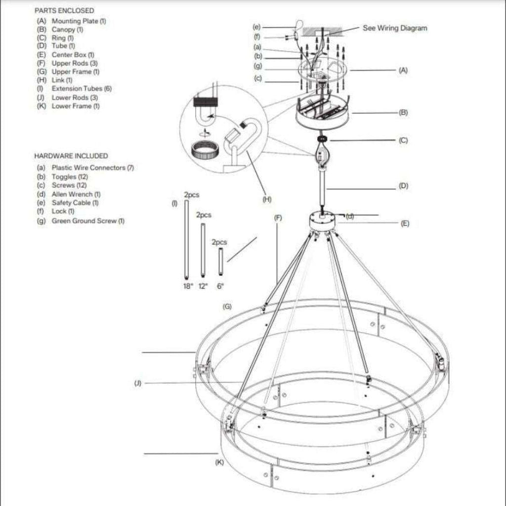 Vouvray Two-Tier Round Chandelier D48"