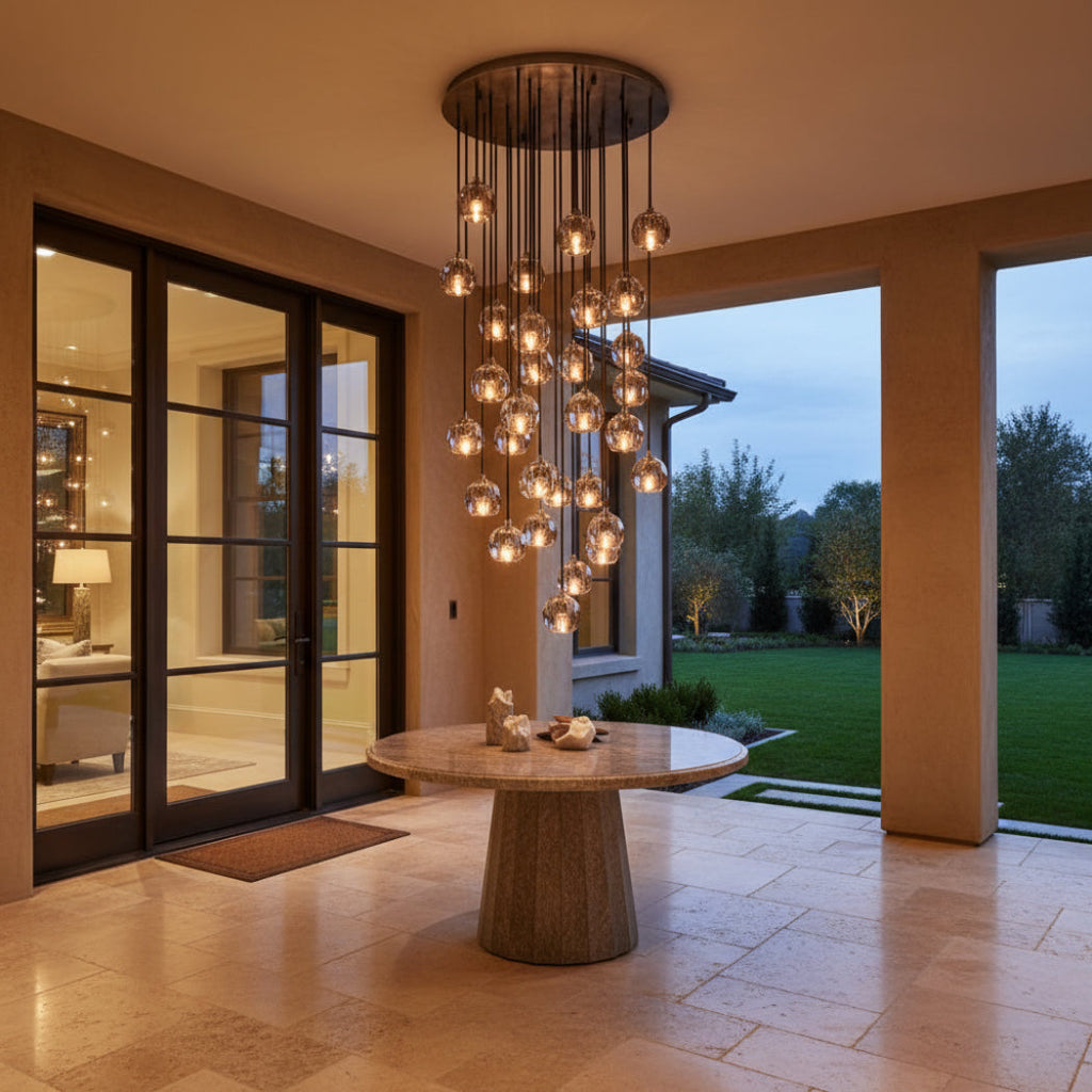 Boule De Cristal Smoke Crystal Cluster Chandelier 30"