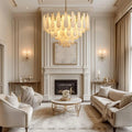 Bibiana — Round Alabaster and Brass Chandelier