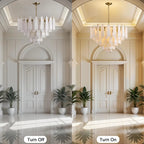 Bibiana — Round Alabaster and Brass Chandelier