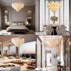 Bibiana — Round Alabaster and Brass Chandelier