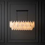 Bibiana — Round Alabaster and Brass Chandelier