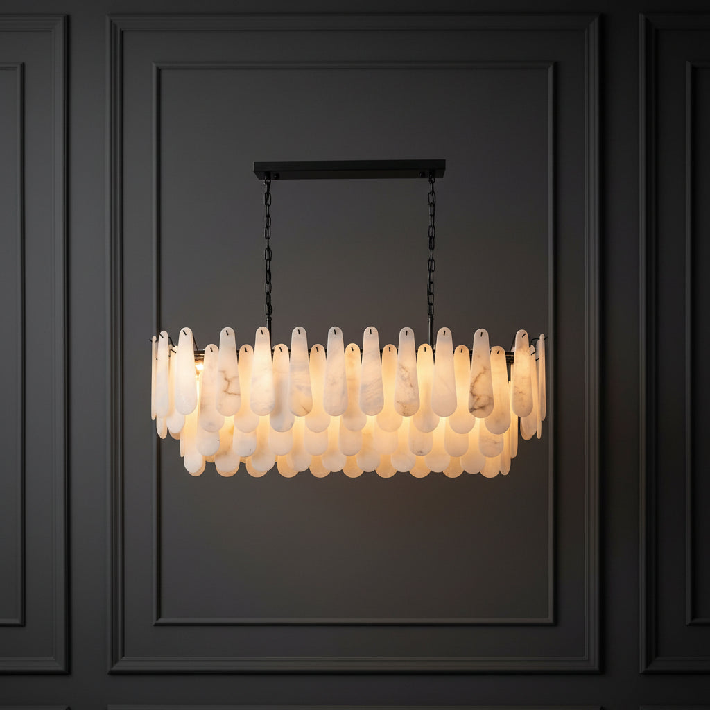 Bibiana — Round Alabaster and Brass Chandelier