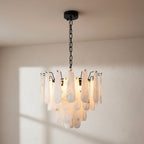 Bibiana — Round Alabaster and Brass Chandelier