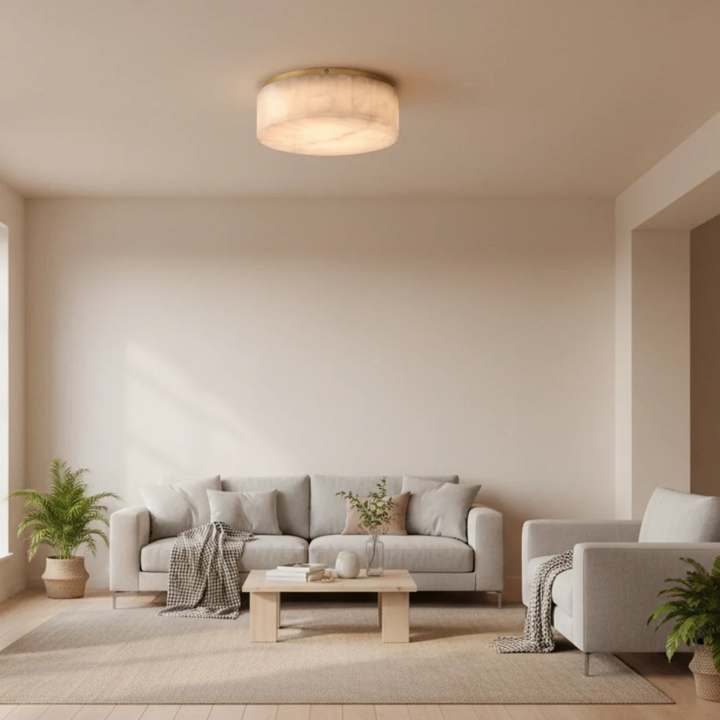 Round Rivage Alabaster Ceiling Lamp