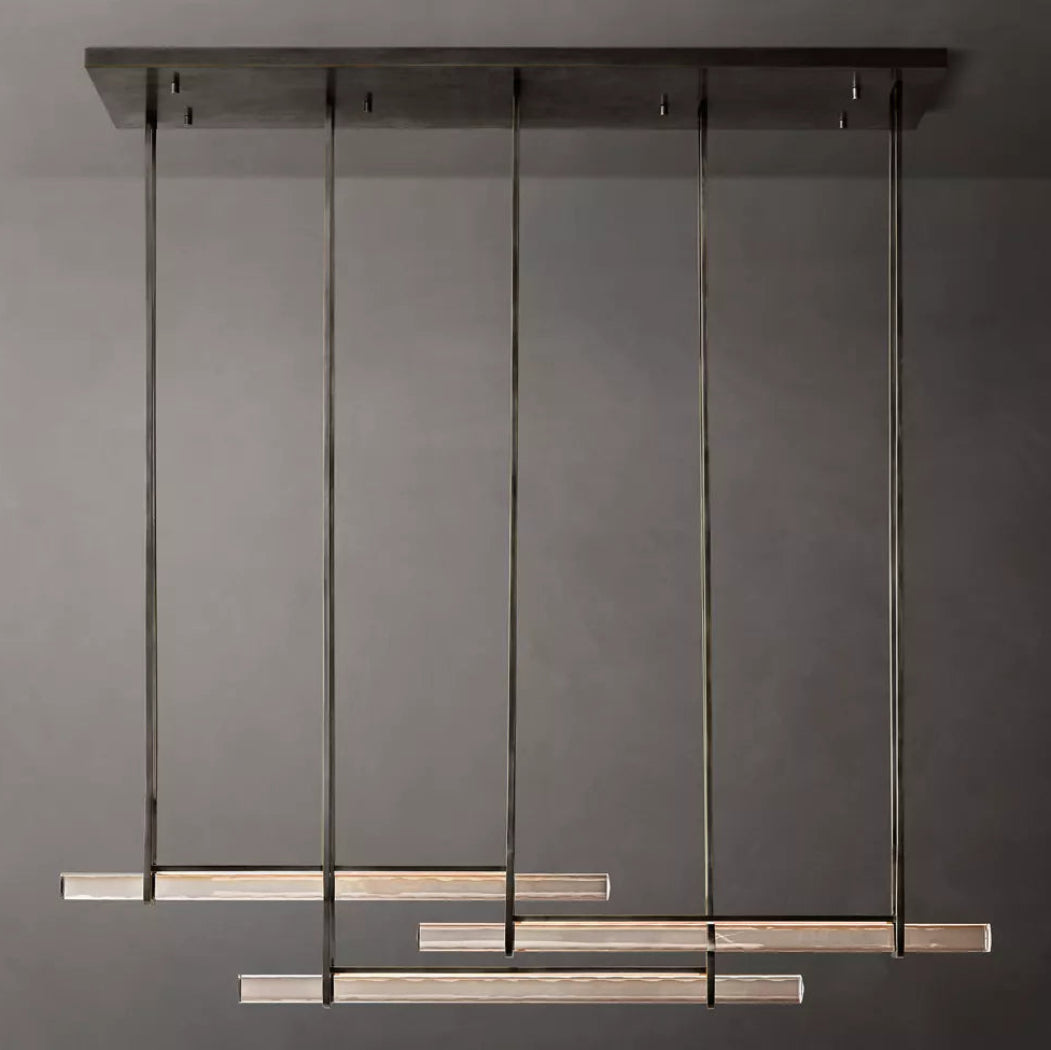 Audubon Modern Crystal Triple Bar Linear Chandelier 60"