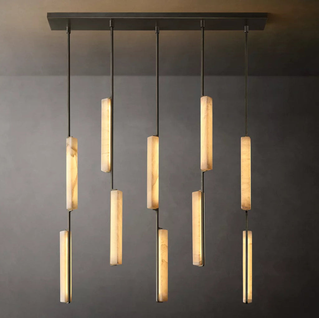 Audubon Modern Alabaster Linear Chandelier W54"