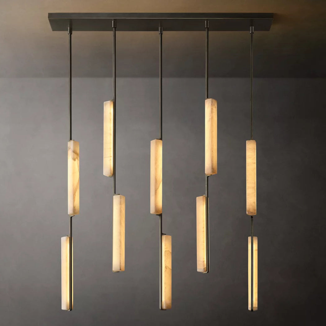 Audubon Modern Alabaster Linear Chandelier W54"