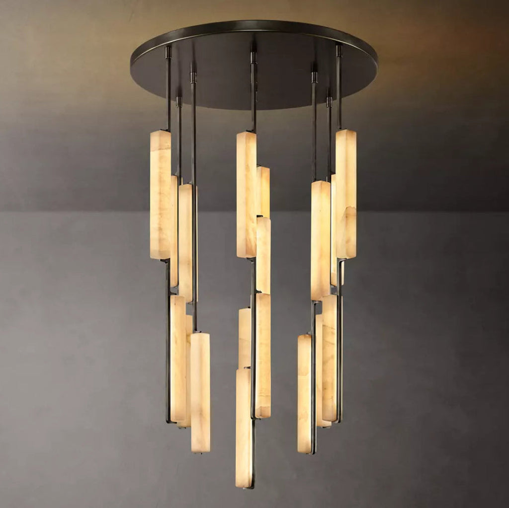 Audubon Modern Alabaster Round Chandelier 40"
