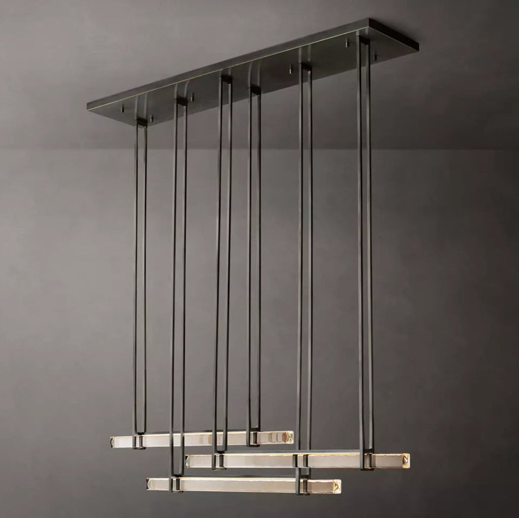 Audubon Modern Crystal Triple Bar Linear Chandelier 60"