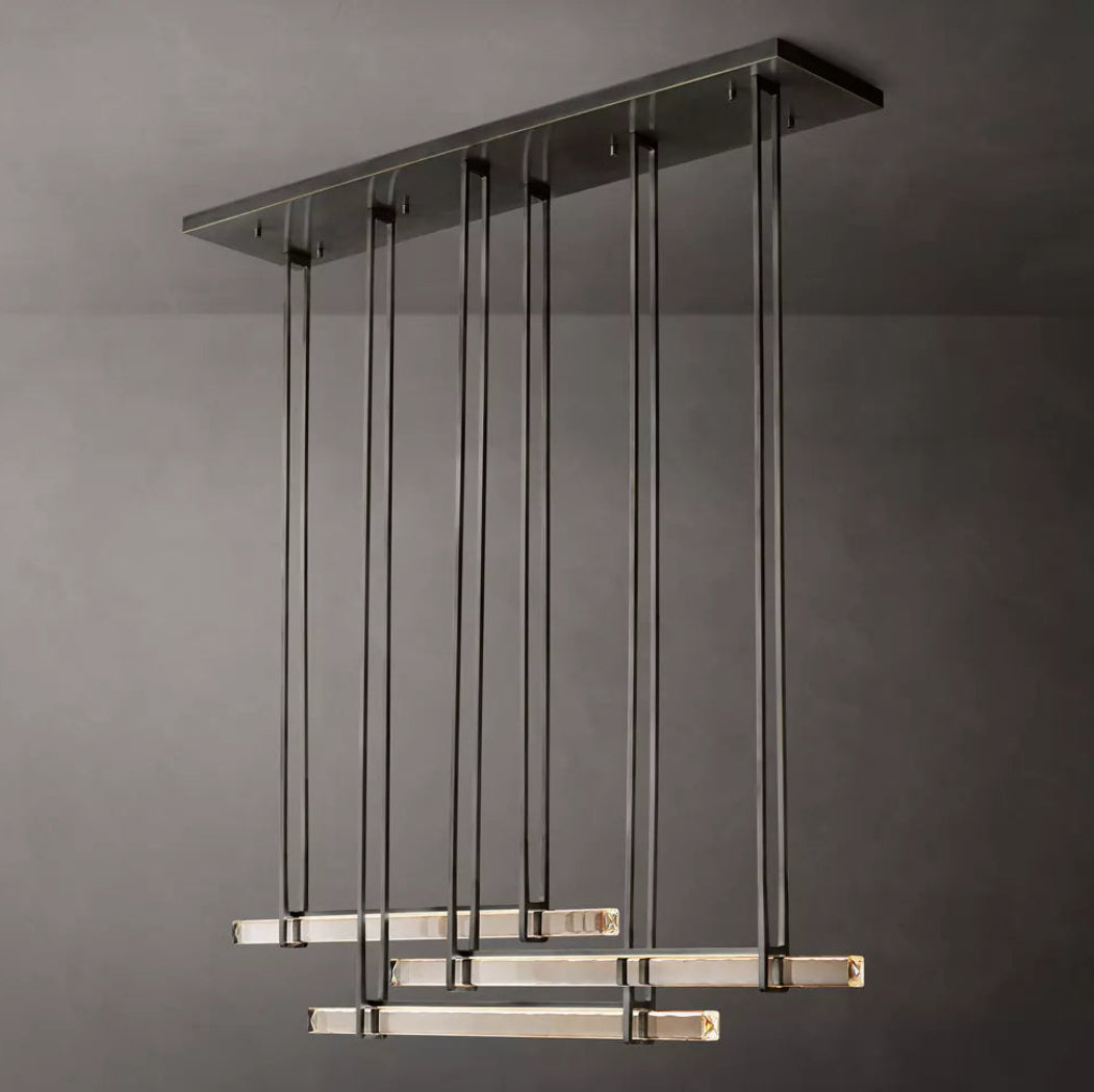 Audubon Modern Crystal Triple Bar Linear Chandelier 60"