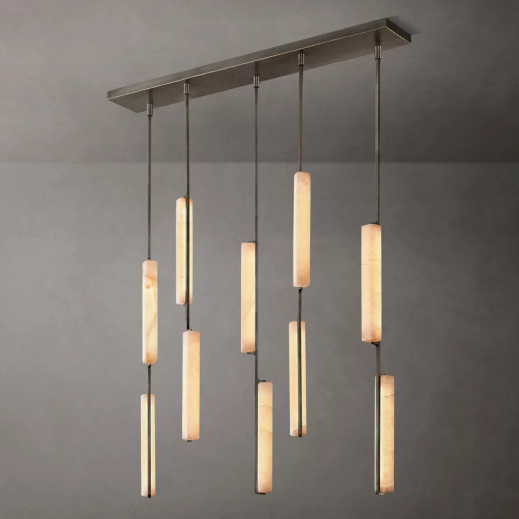 Audubon Modern Alabaster Linear Chandelier W54"