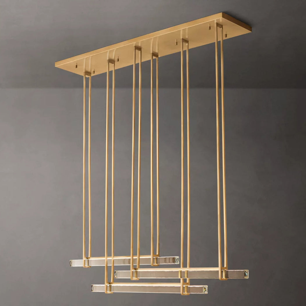 Audubon Modern Crystal Triple Bar Linear Chandelier 60"
