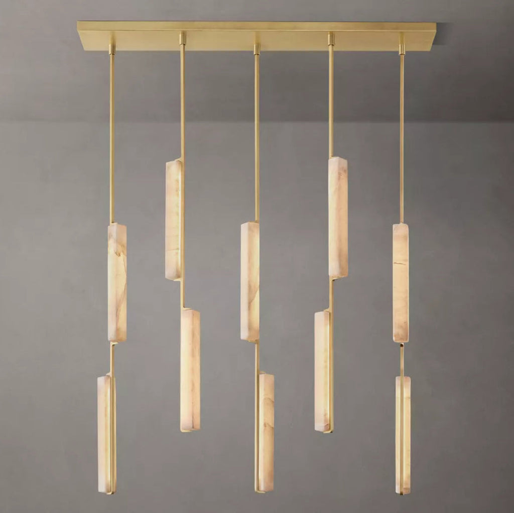 Audubon Modern Alabaster Linear Chandelier W54"