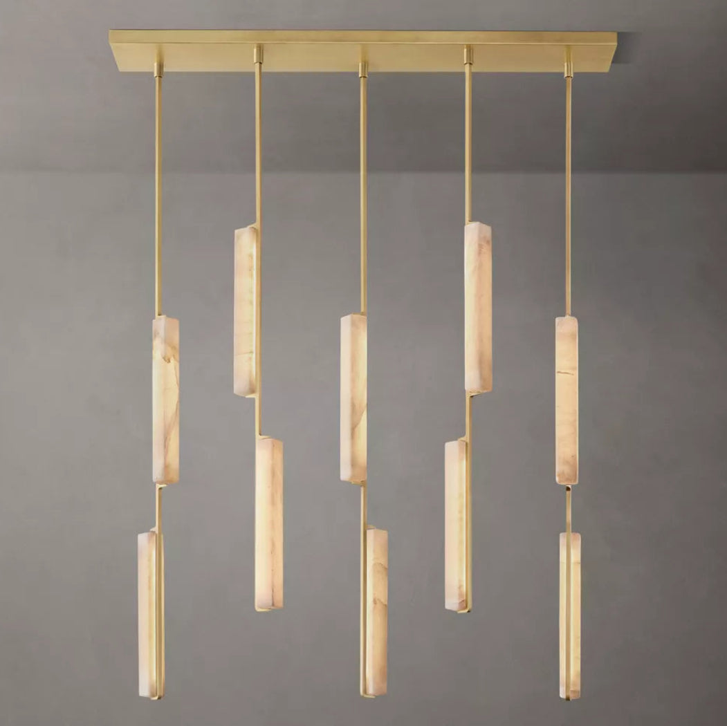 Audubon Modern Alabaster Linear Chandelier W54"