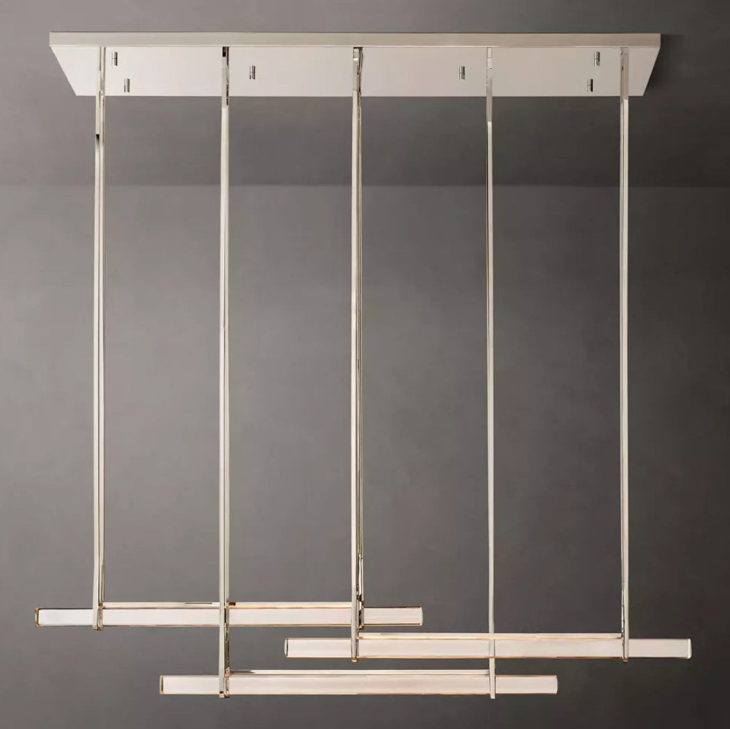 Audubon Modern Crystal Triple Bar Linear Chandelier 60"