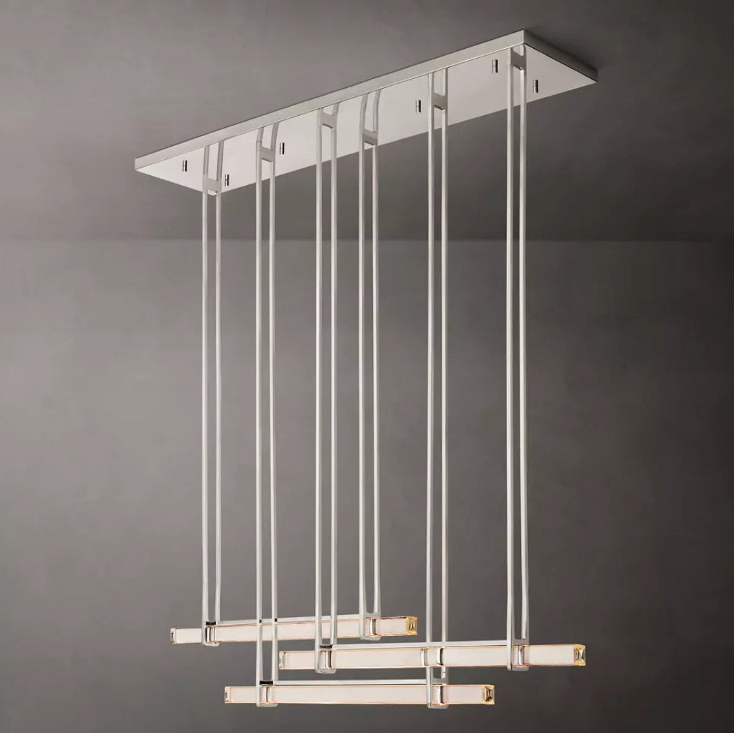 Audubon Modern Crystal Triple Bar Linear Chandelier 60"