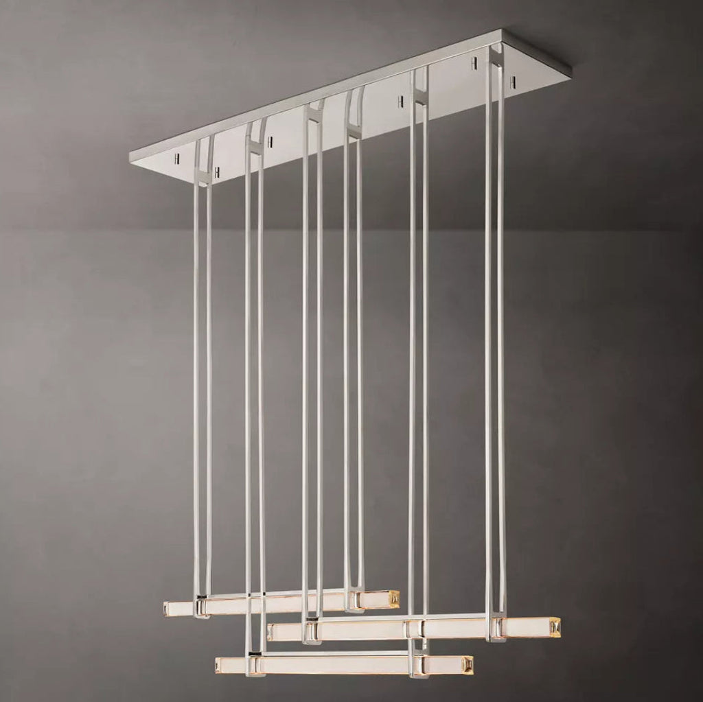 Audubon Modern Crystal Triple Bar Linear Chandelier 72"