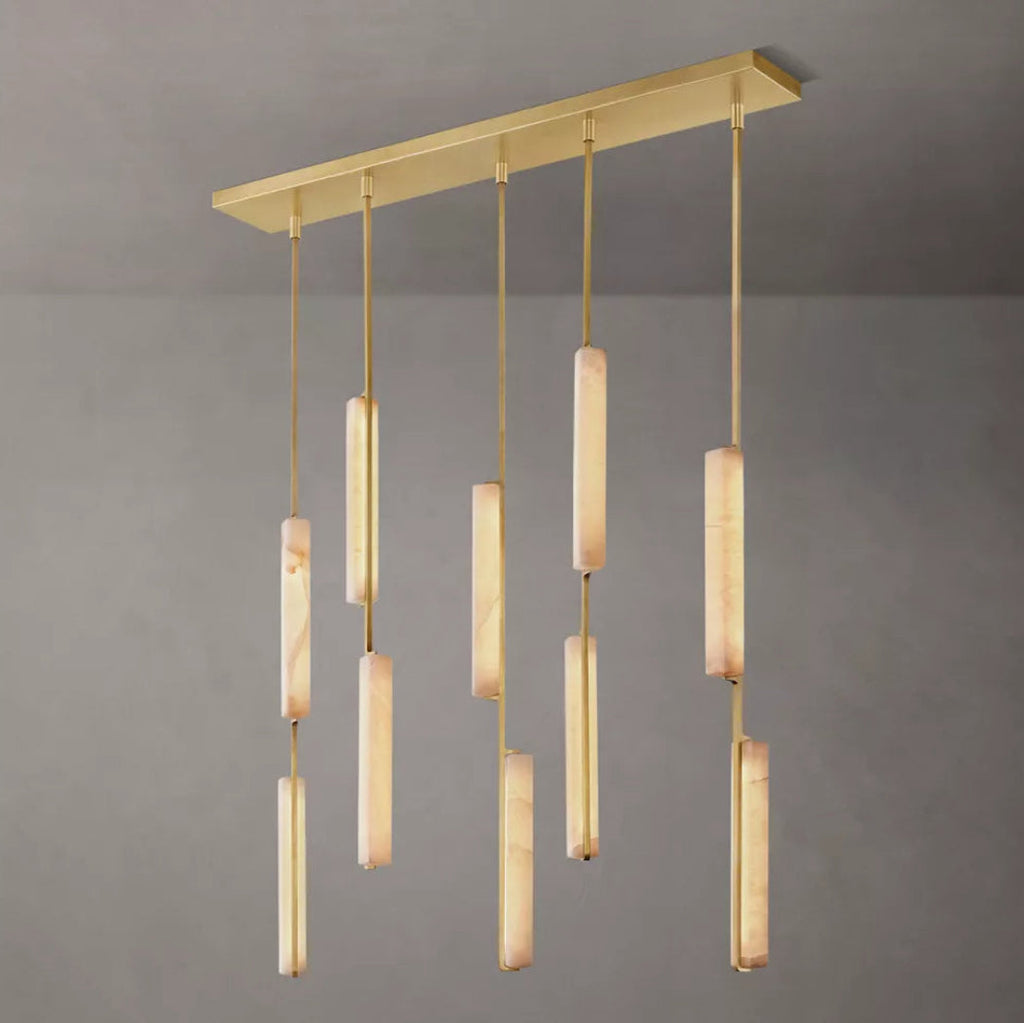 Audubon Modern Alabaster Linear Chandelier W54"