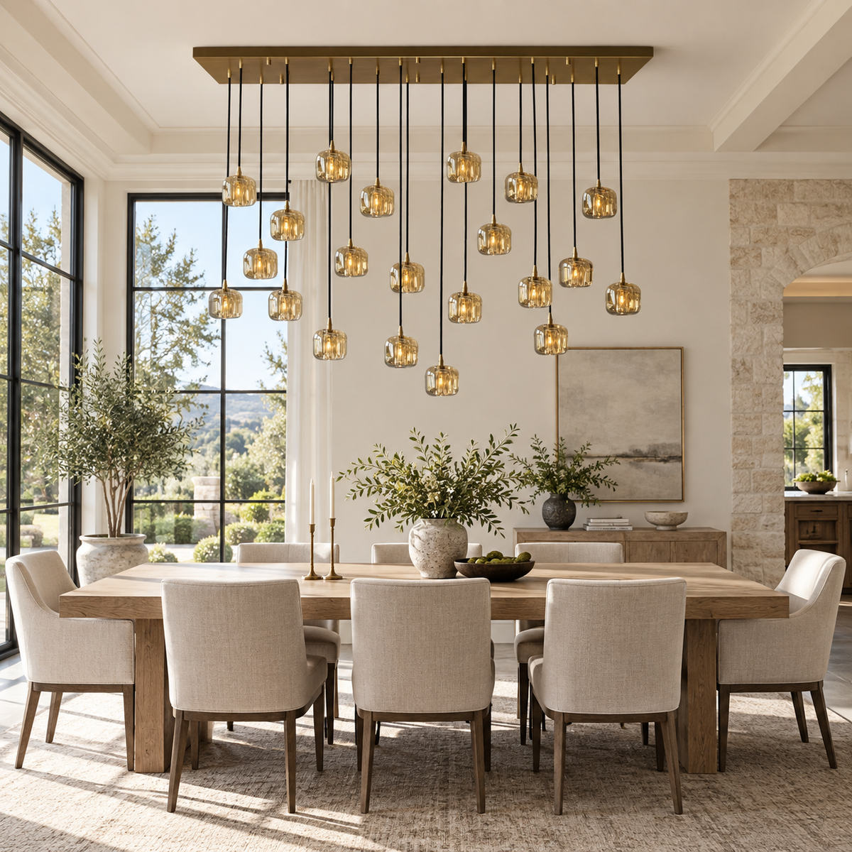Cubice Clear/Amber Crystal Dining Room Chandelier 36"/54"/72"