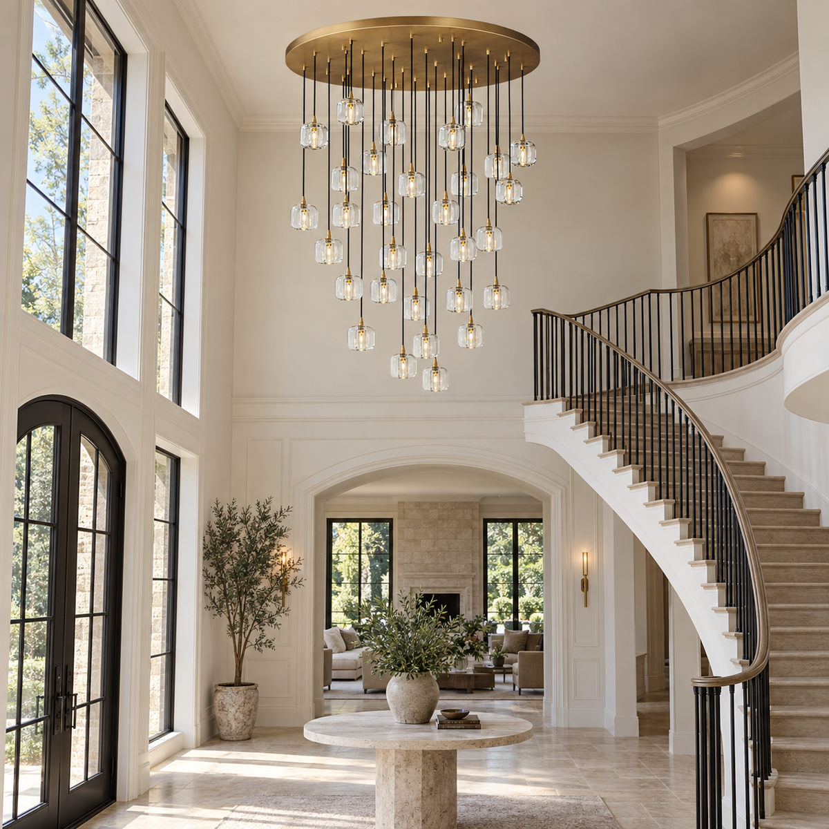 Cubice Clear/Amber Crystal Cascading Chandelier 18"/24"/36"/47"/60"