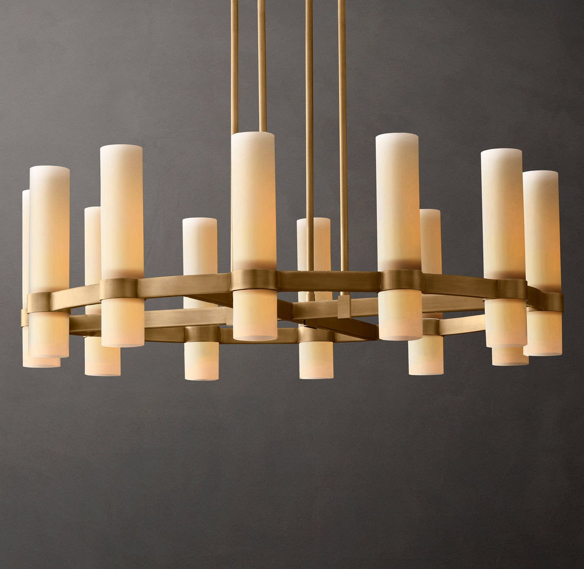 Ravelle Round Milk Glass Chandelier 36"