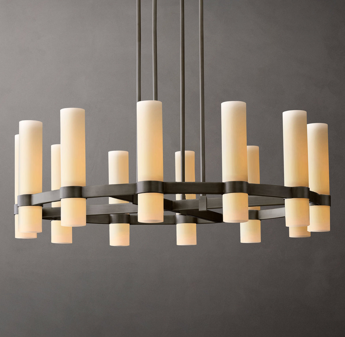Ravelle Round Milk Glass Chandelier 36"