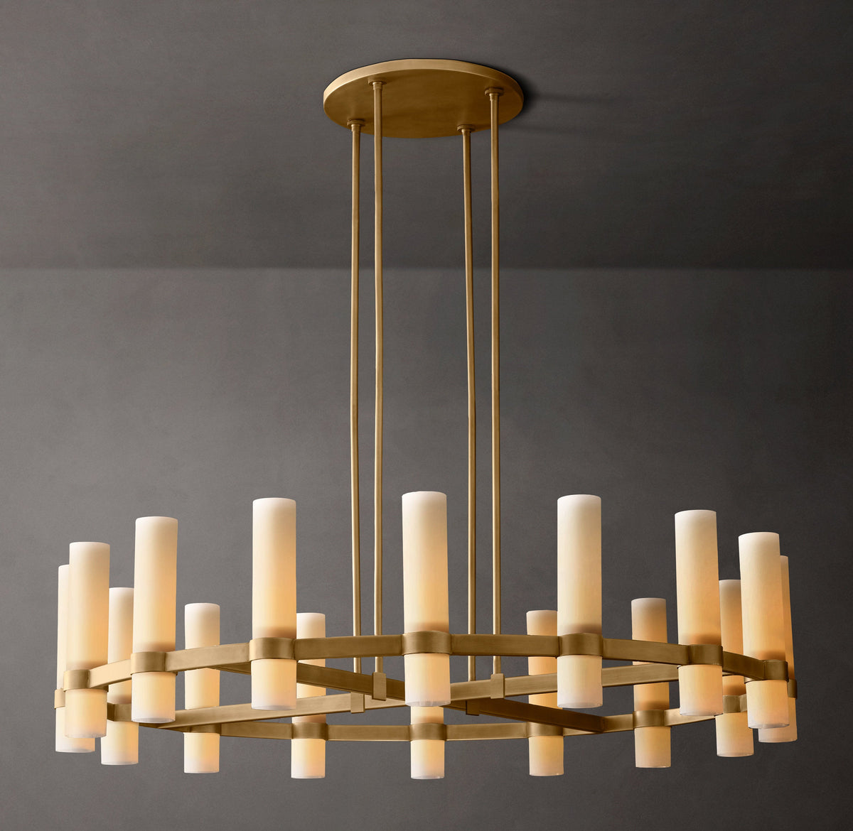 Ravelle Round Milk Glass Chandelier 48"
