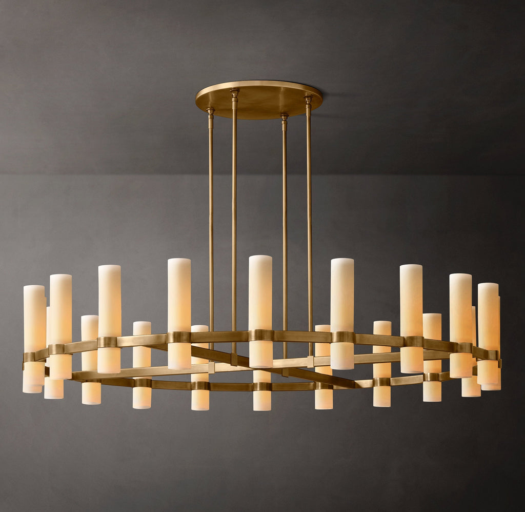 Ravelle Round Milk Glass Chandelier 60"