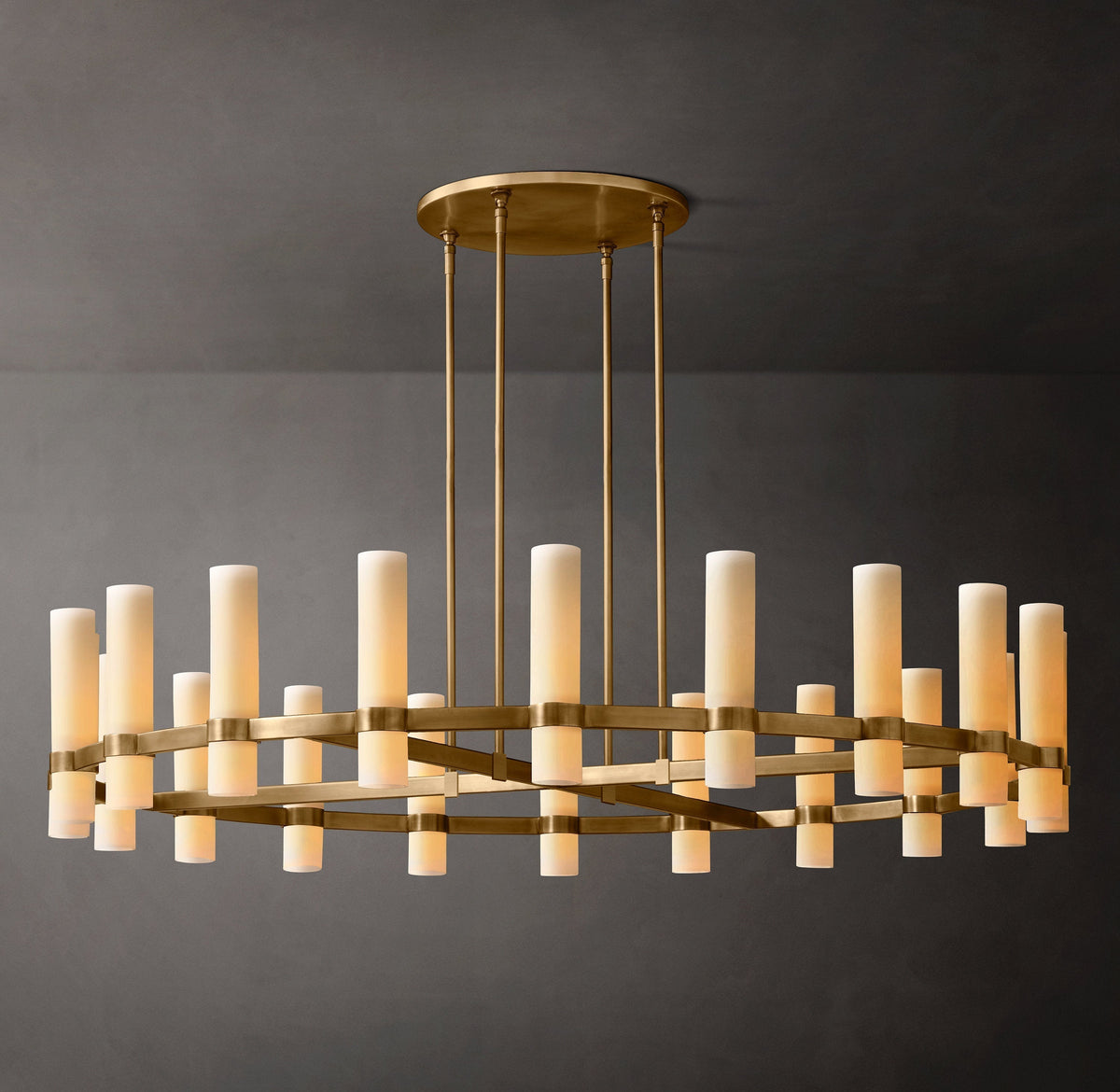 Ravelle Round Milk Glass Chandelier 60"