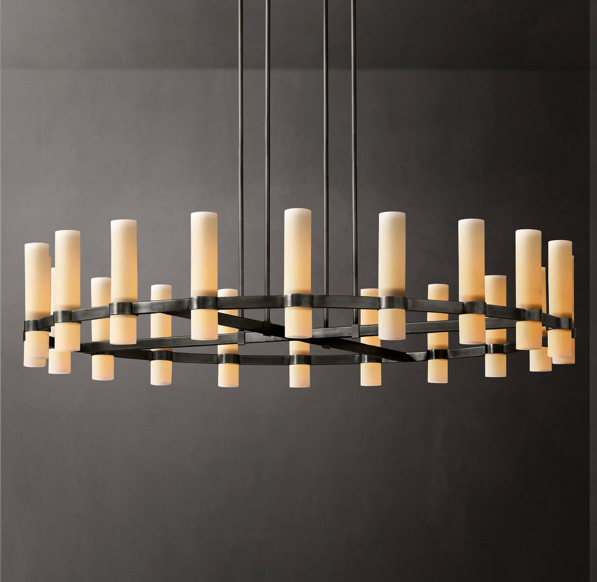 Ravelle Round Milk Glass Chandelier 60"