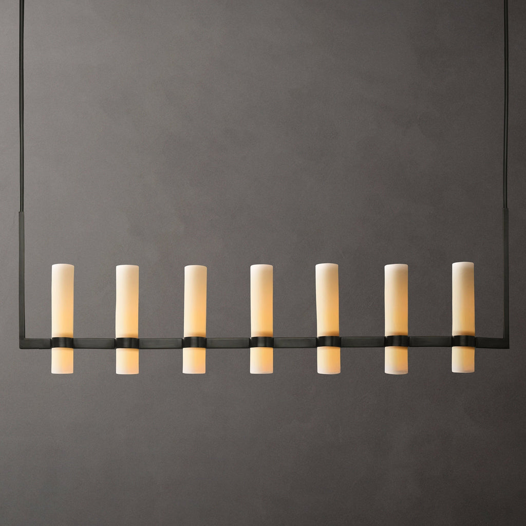 Ravelle Linear Milk Glass Chandelier 59"