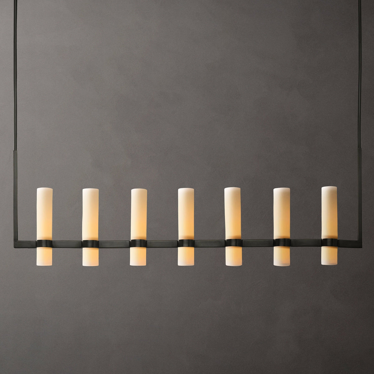 Ravelle Linear Milk Glass Chandelier 59"