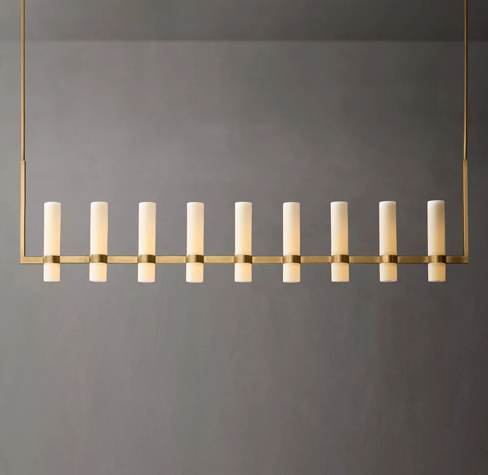 Ravelle Linear Milk Glass Chandelier 71"