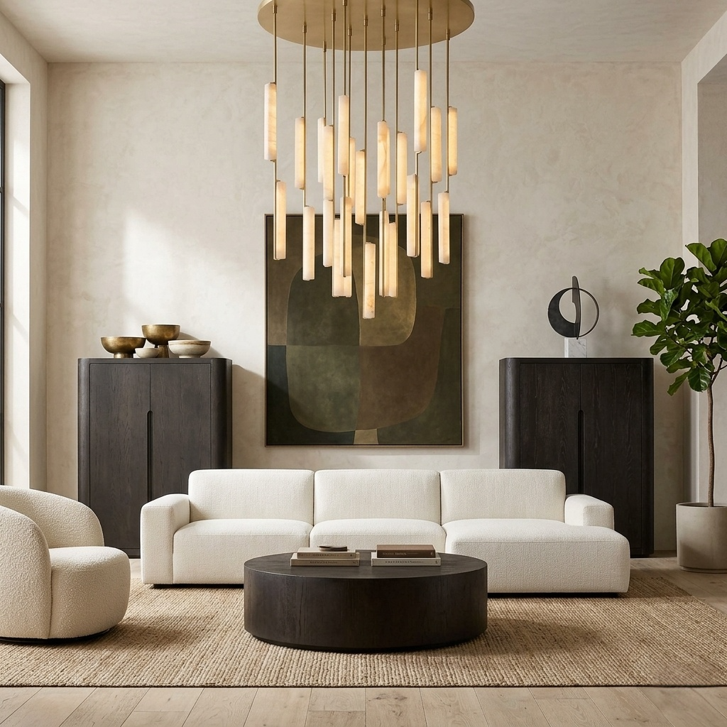 Audubon Modern Alabaster Round Chandelier 56"