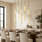 Audubon Modern Alabaster Linear Chandelier W54"