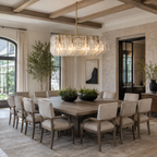 Lattice Square Glass Chandelier 48 inch in an American luxury villa dining room