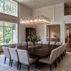 Lattice Square Glass Chandelier 60 inch in an American luxury villa dining room