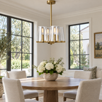 Pauillac four-light glass pendant in a bright villa dining nook