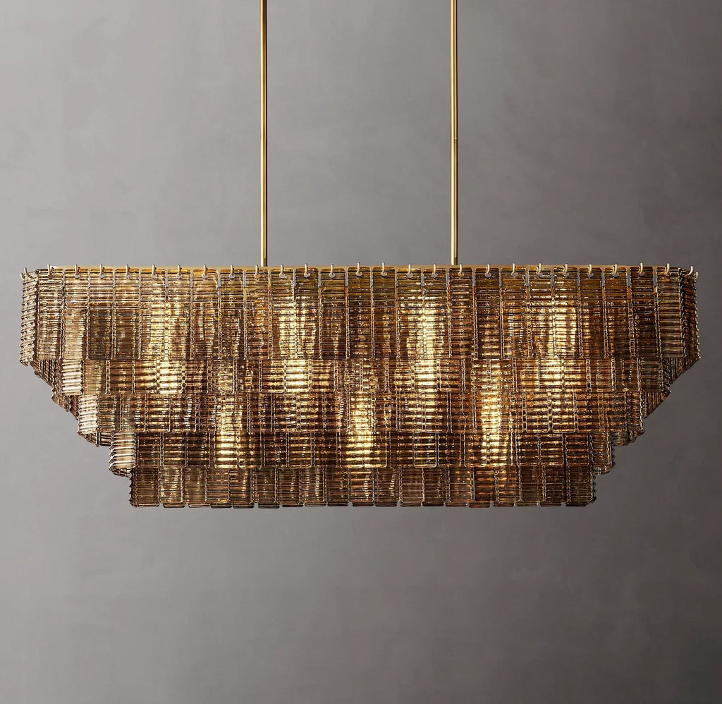 Sirene Clear/Smoke Glass Rectangular Chandelier 59"