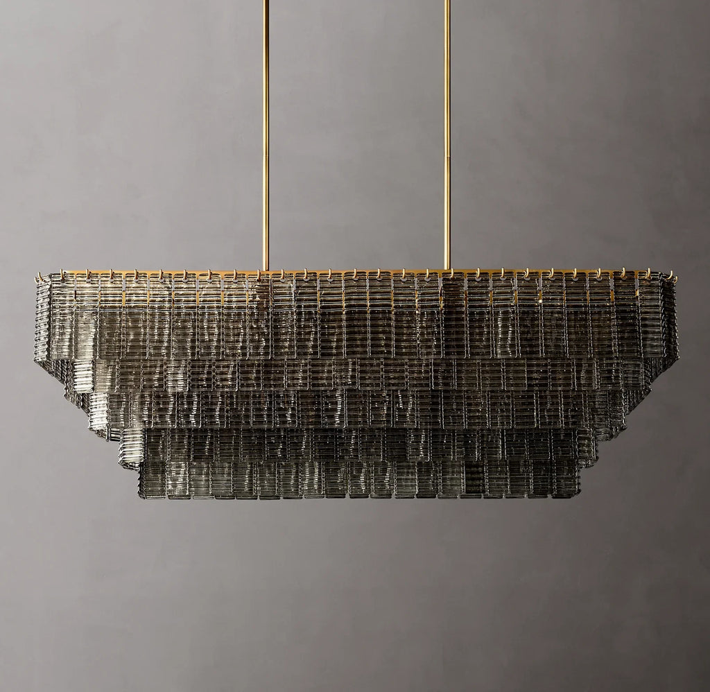 Sirene Clear/Smoke Glass Rectangular Chandelier 59"